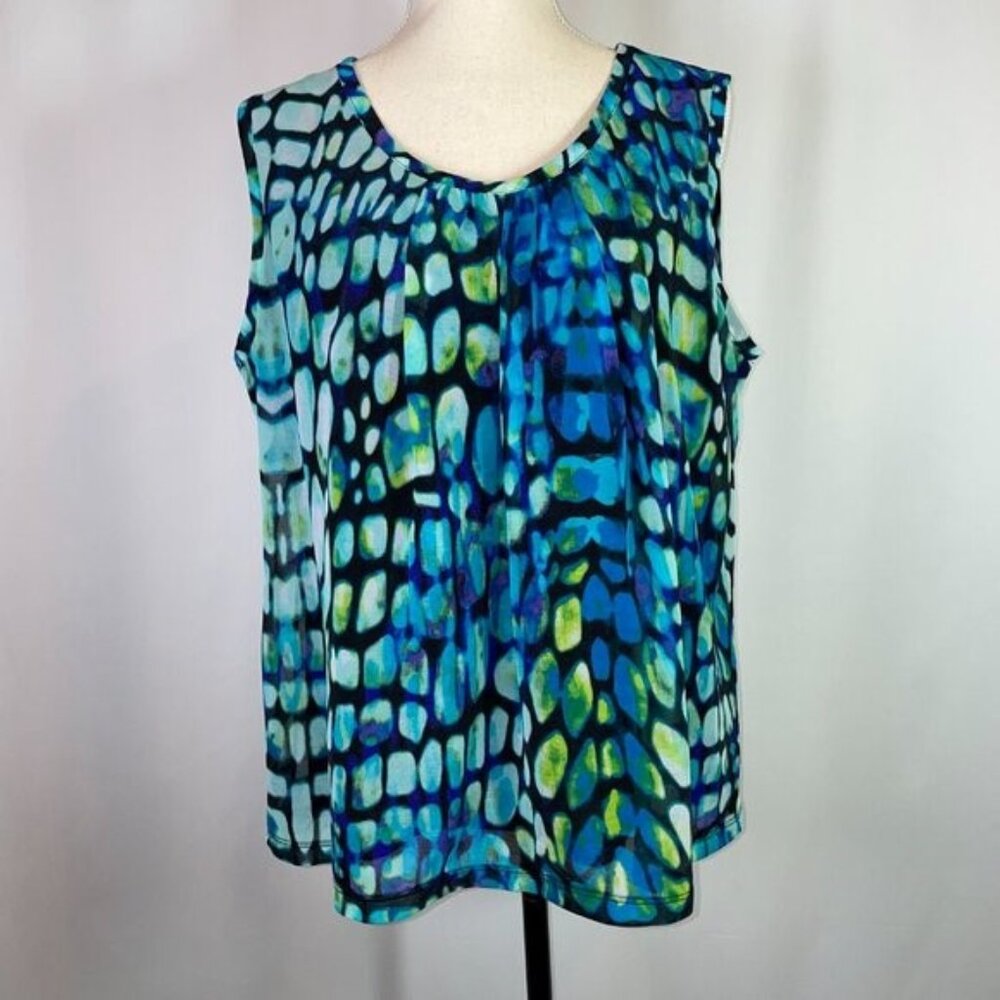 Sleeveless Blue Multi-Print Women's Top